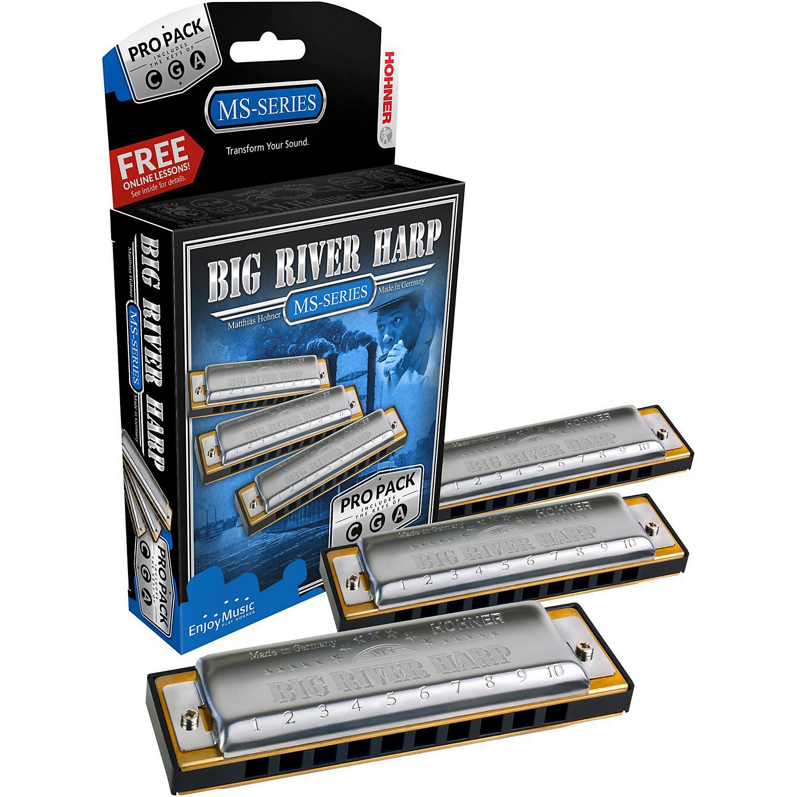 Hohner 590 Big River Harp Pro Pack - MS-Series Harmonicas | Music