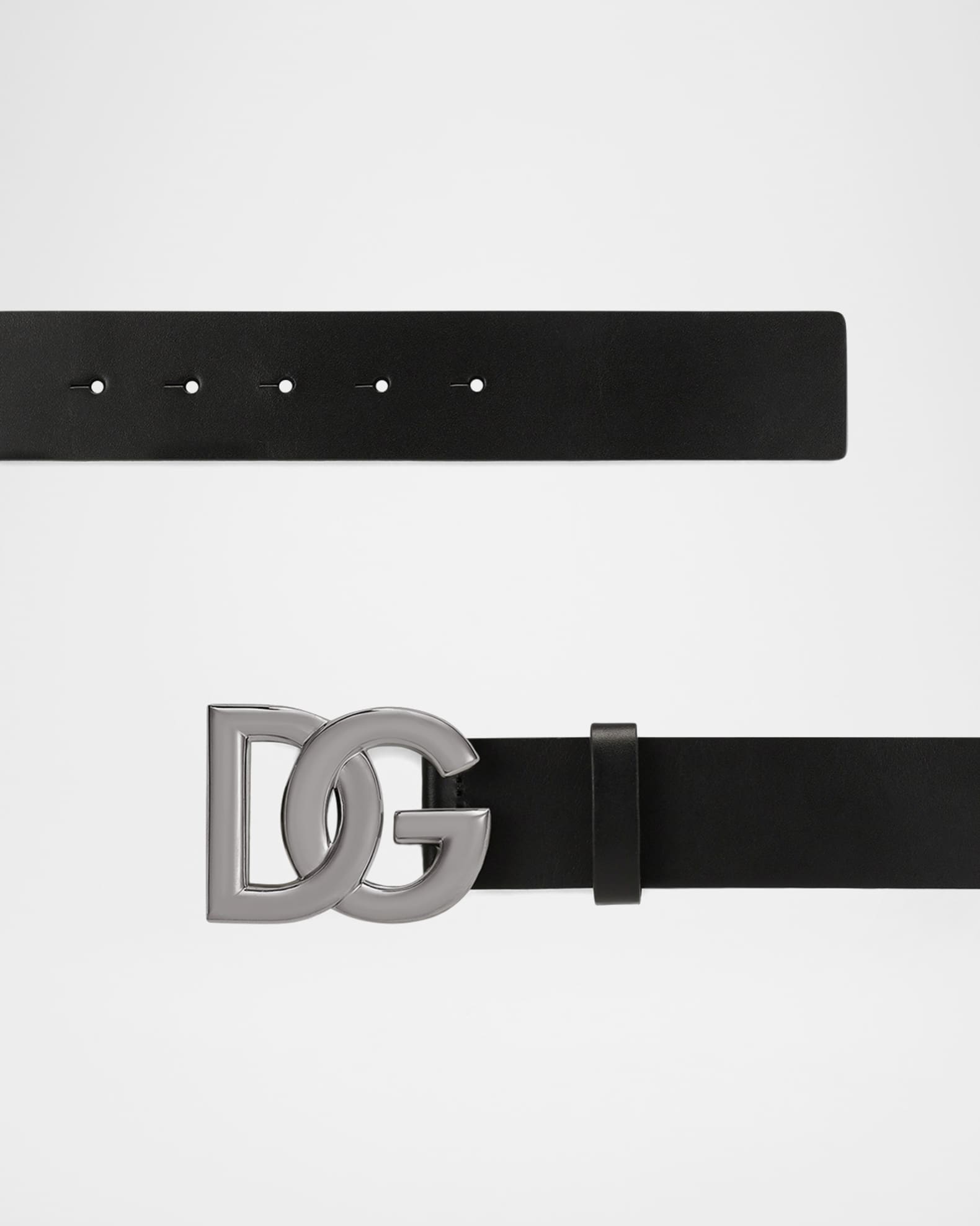 Dolce&Gabbana Men's DG-Logo Leather Buckle Belt | Neiman Marcus
