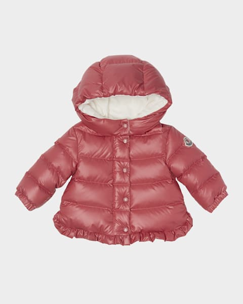 Moncler Girl's Odile A-Line Ruffle-Trim Coat, Size 12M-3 | Neiman