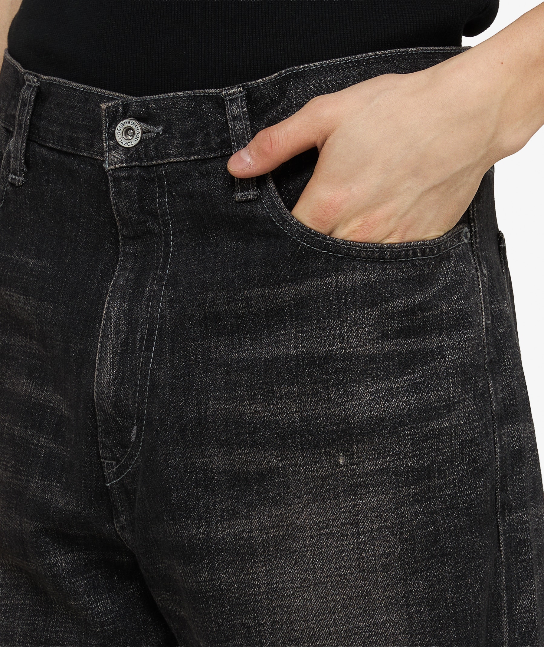 Neighborhood Washed Denim DP Basic Pants | Black | SVD USA