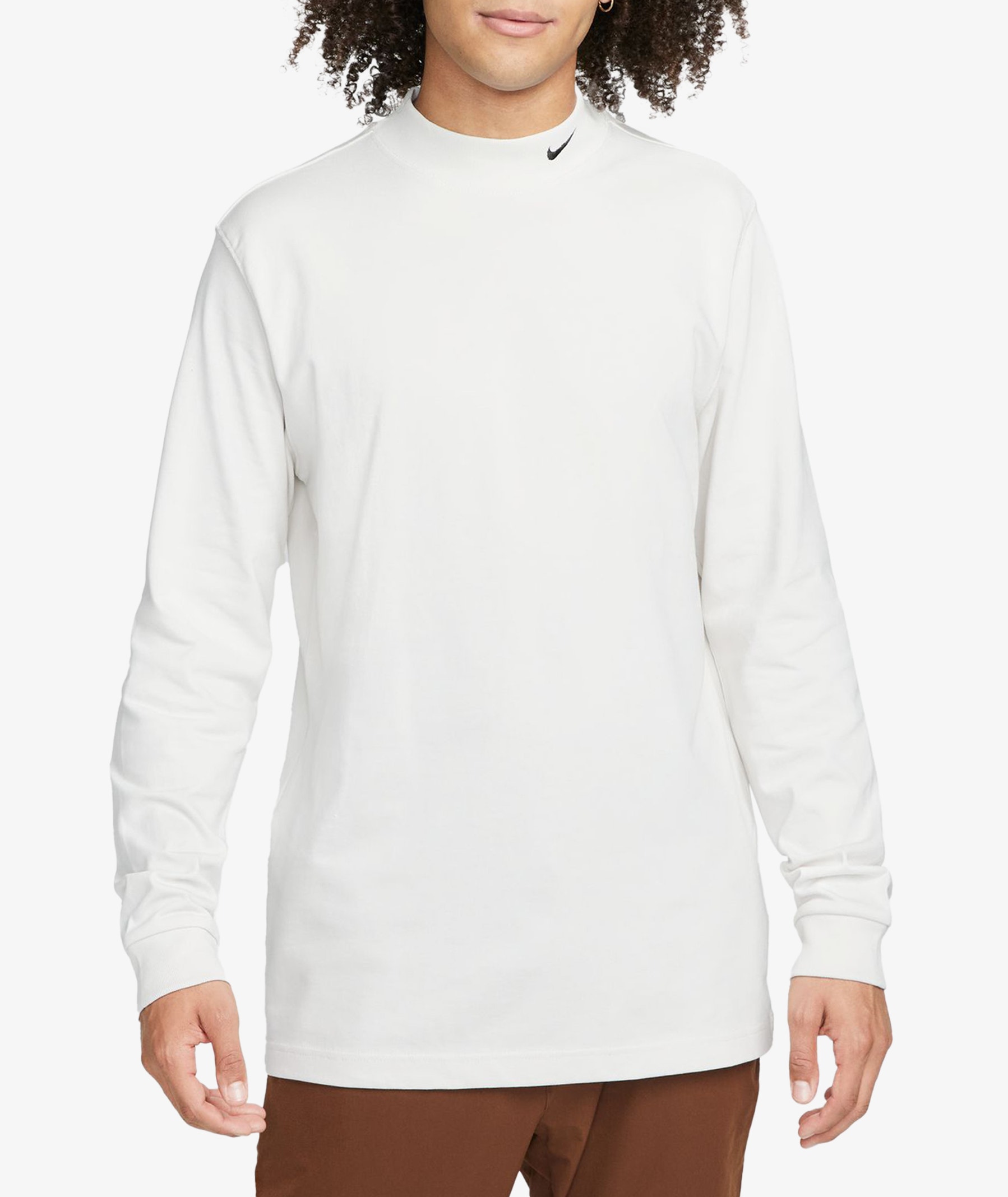 White Nike Long Sleeve Mock Neck T-Shirt | SVD