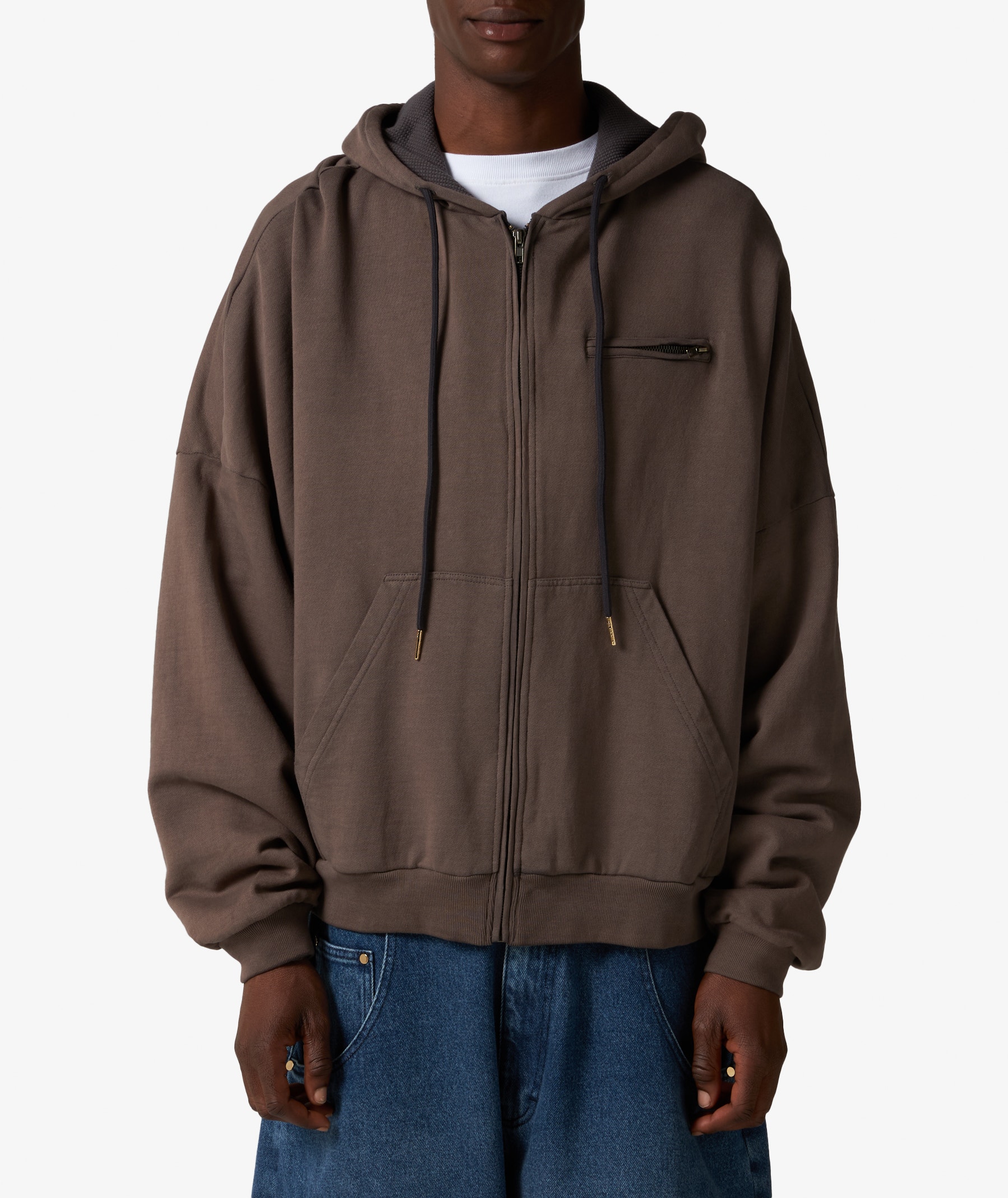 WILLY CHAVARRIA Bomber Zip Hoodie in Brown | SVD USA