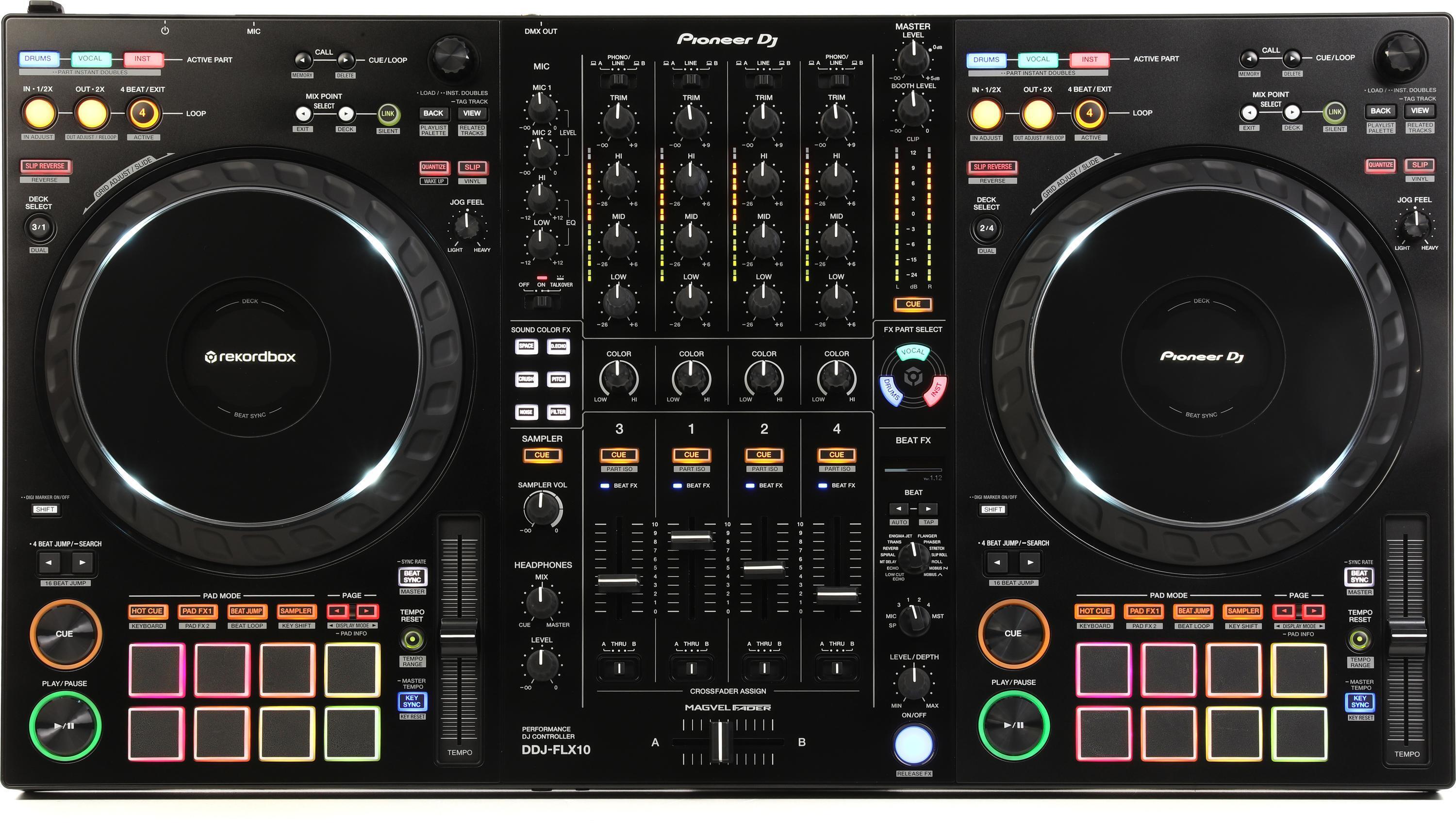 Pioneer DJ DDJ-FLX10 4-deck DJ Controller - Black | Sweetwater
