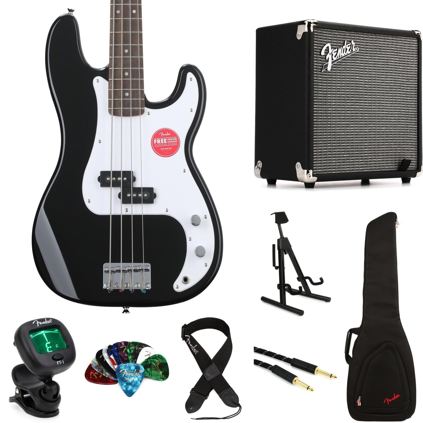 Squier Sonic Precision Bass and Fender Amp Bundle - Black | Sweetwater