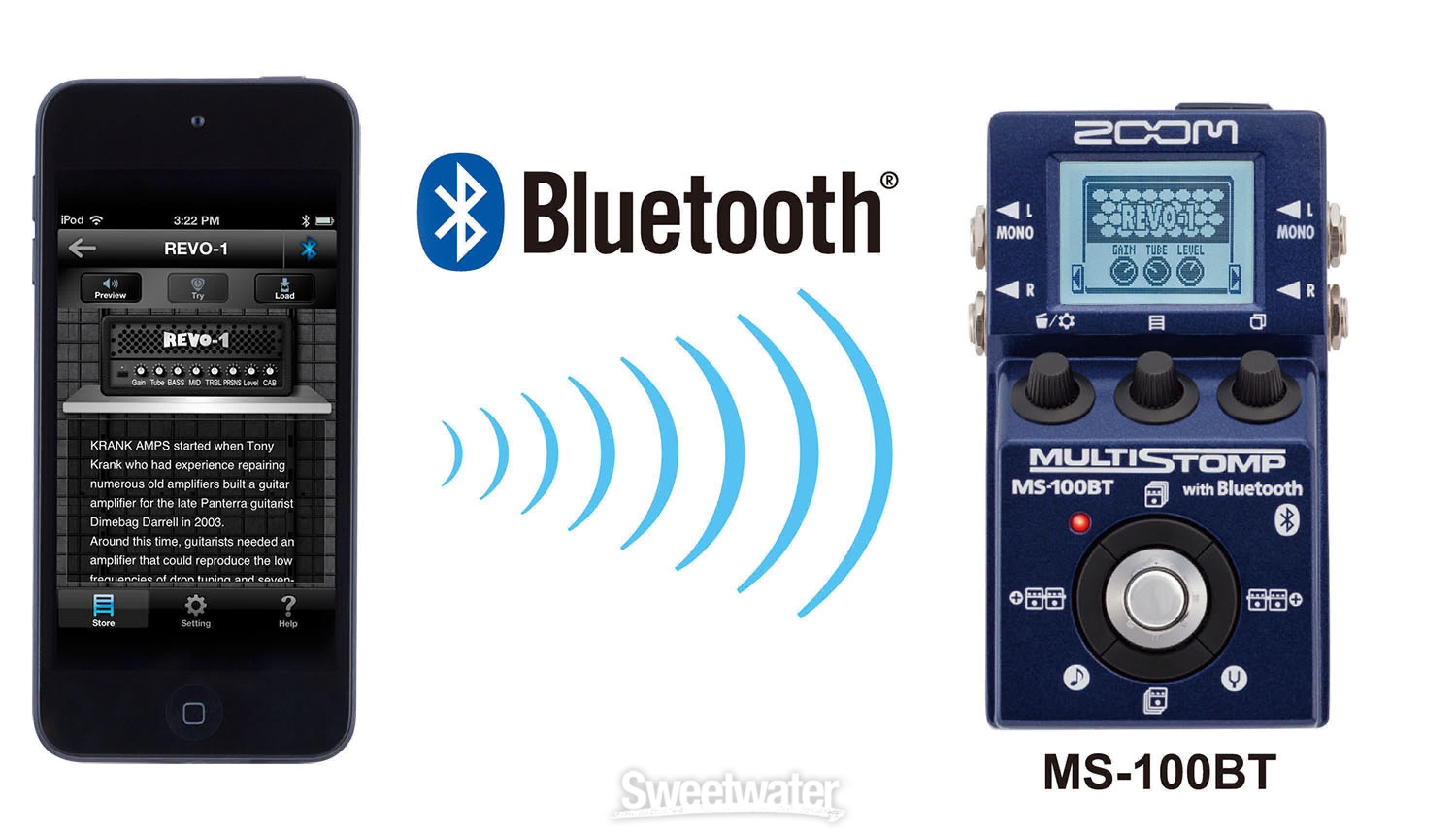 Zoom MS-100BT MultiStomp Effects Pedal with Bluetooth | Sweetwater
