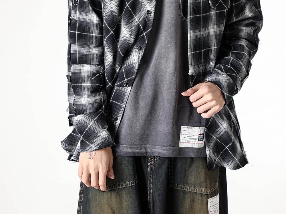 Rafu パッチワークシャツ ペイントデニムスタイル -FASCINATE