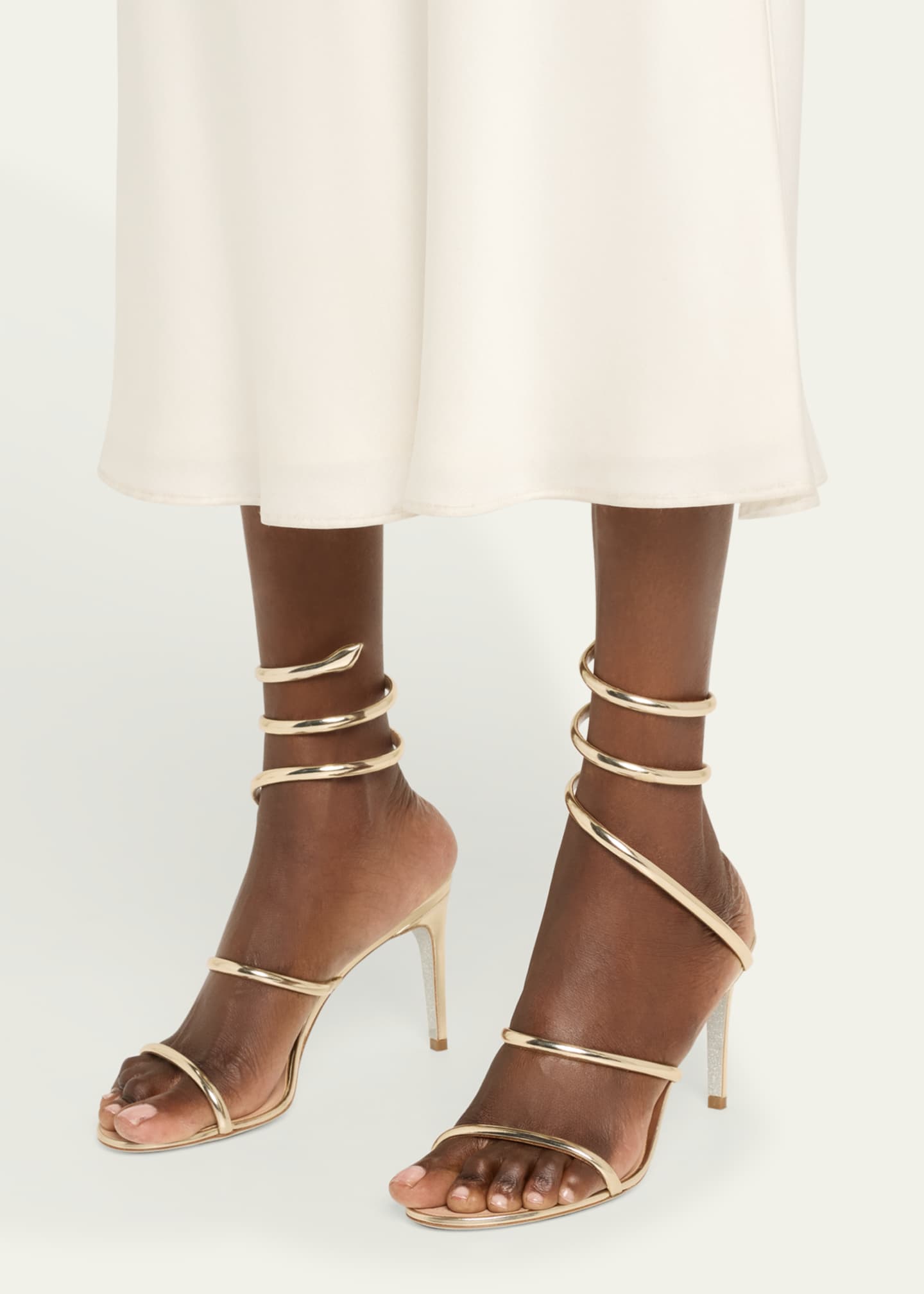 Rene Caovilla Mirror Snake-Wrap Stiletto Sandals - Bergdorf Goodman