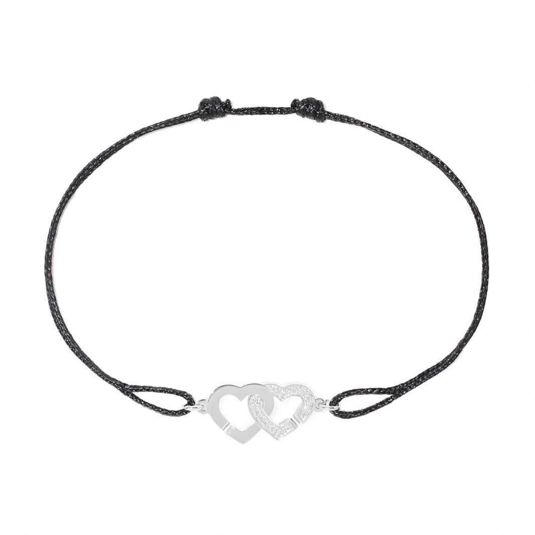 Double Cœurs R9 cord bracelet - white gold - dinh van | dinh van