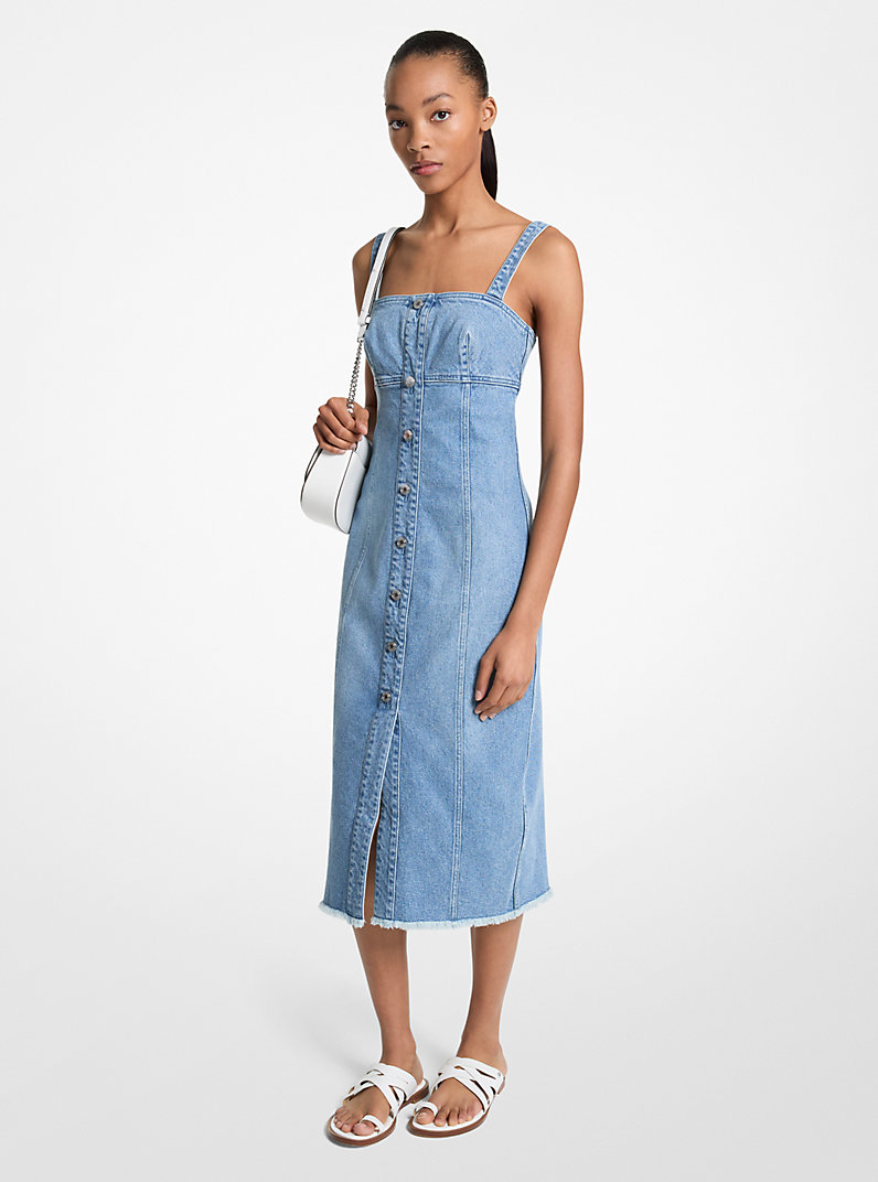 Frayed Denim Midi Dress in ANGEL BLUE WASH - Sale | Michael Kors [US]
