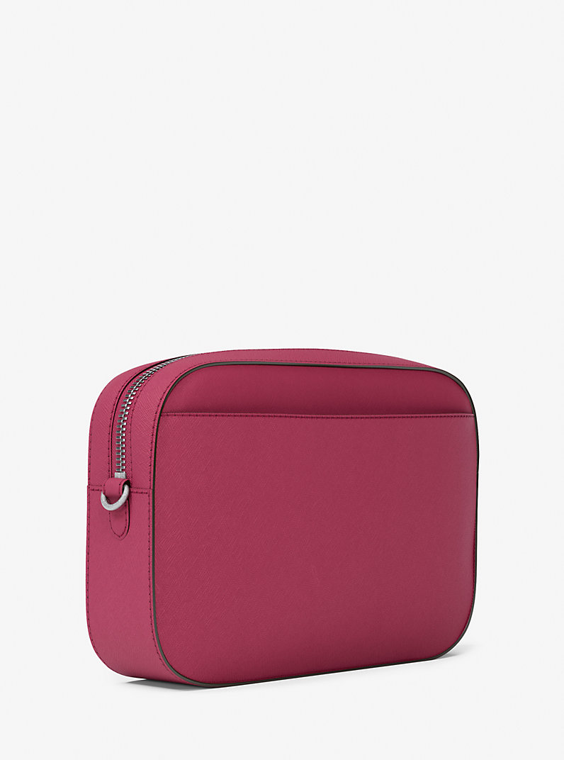 Jet Set Large Saffiano Leather Crossbody Bag in DK RASPBERRY
