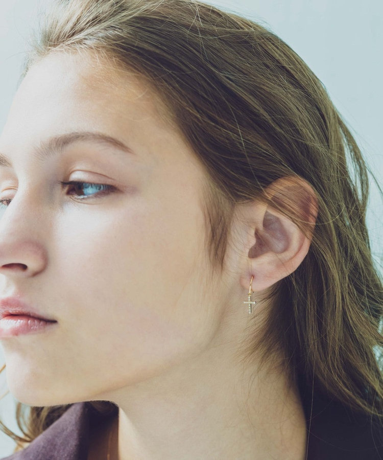 K18YG クロス ダイヤモンド ピアス（270846） ｜ women（ウィメンズ