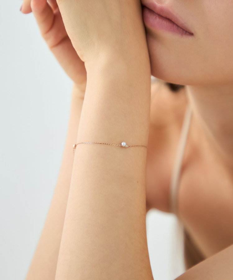 レイヤード] K10MPG ダイヤモンド/パール ブレスレット（750511