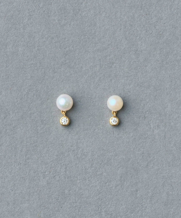 K18YG スケール パール/ダイヤモンド ピアス（207014） ｜ women