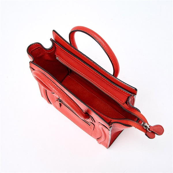 CELINE ラゲージ ナノ ハンドバッグ オレンジ シルバー レザー