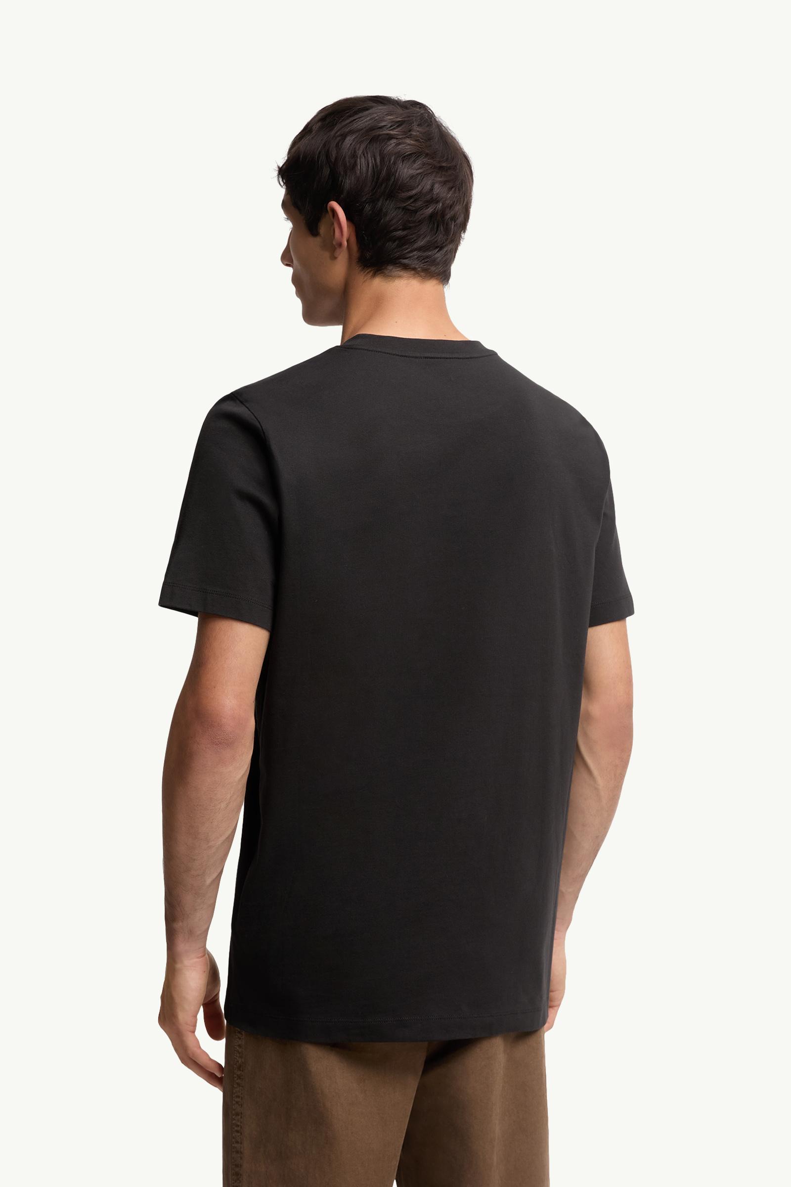 Black Flocked Logo Cotton T-Shirt - Polos & T-shirts for Men
