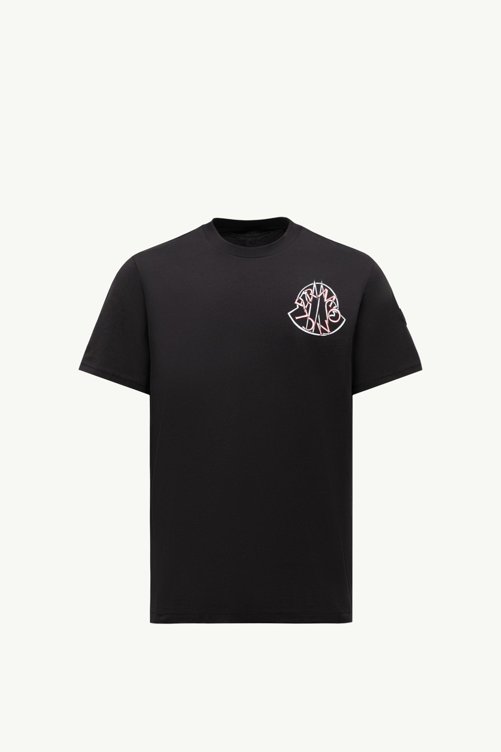 Black Overlapped Logo Cotton T-Shirt - Polos & T-shirts for Men