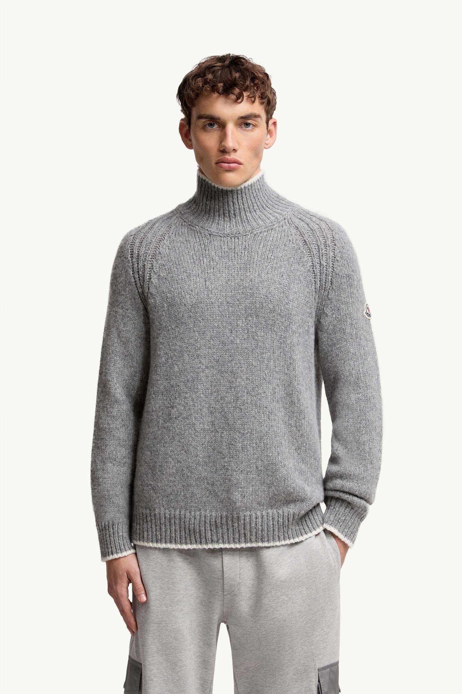 Grey Alpaca & Wool Blend Turtleneck Sweater - Sweaters & Cardigans