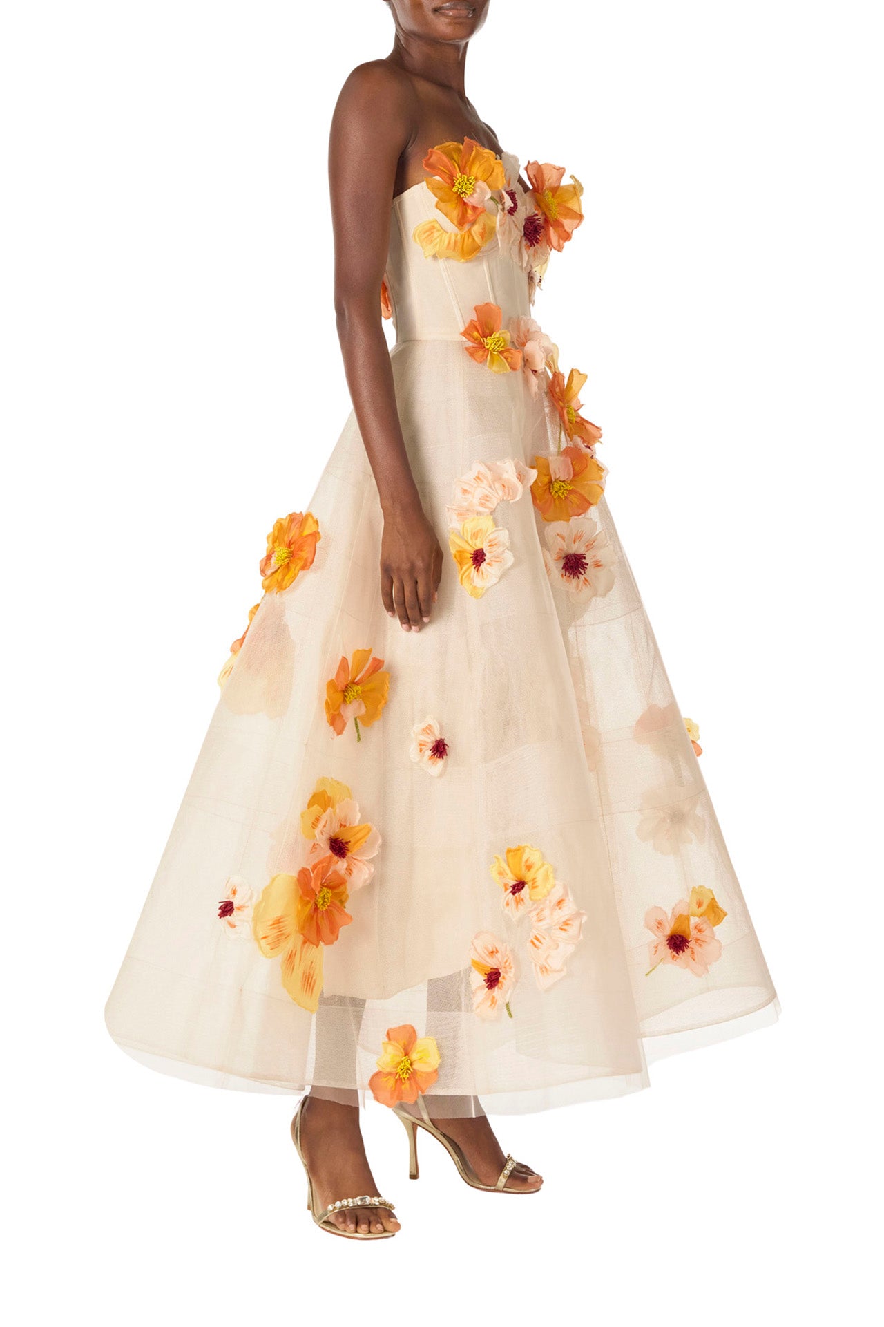 Poppy Embroidered Tea-Length Dress – Monique Lhuillier