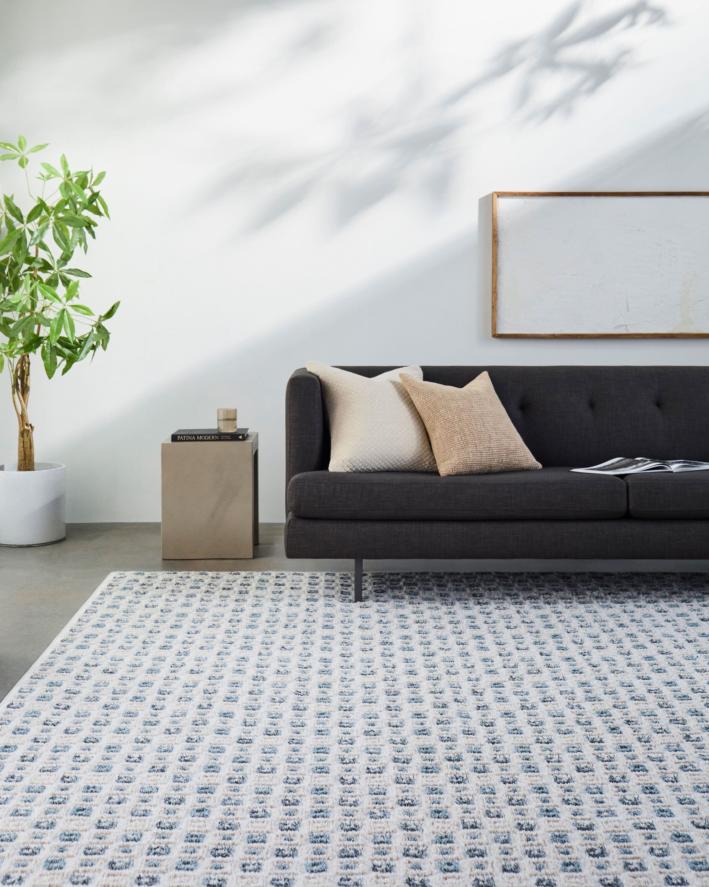 allen + roth Rippled Azure 8 X 10 (ft) Blue/White Indoor Geometric