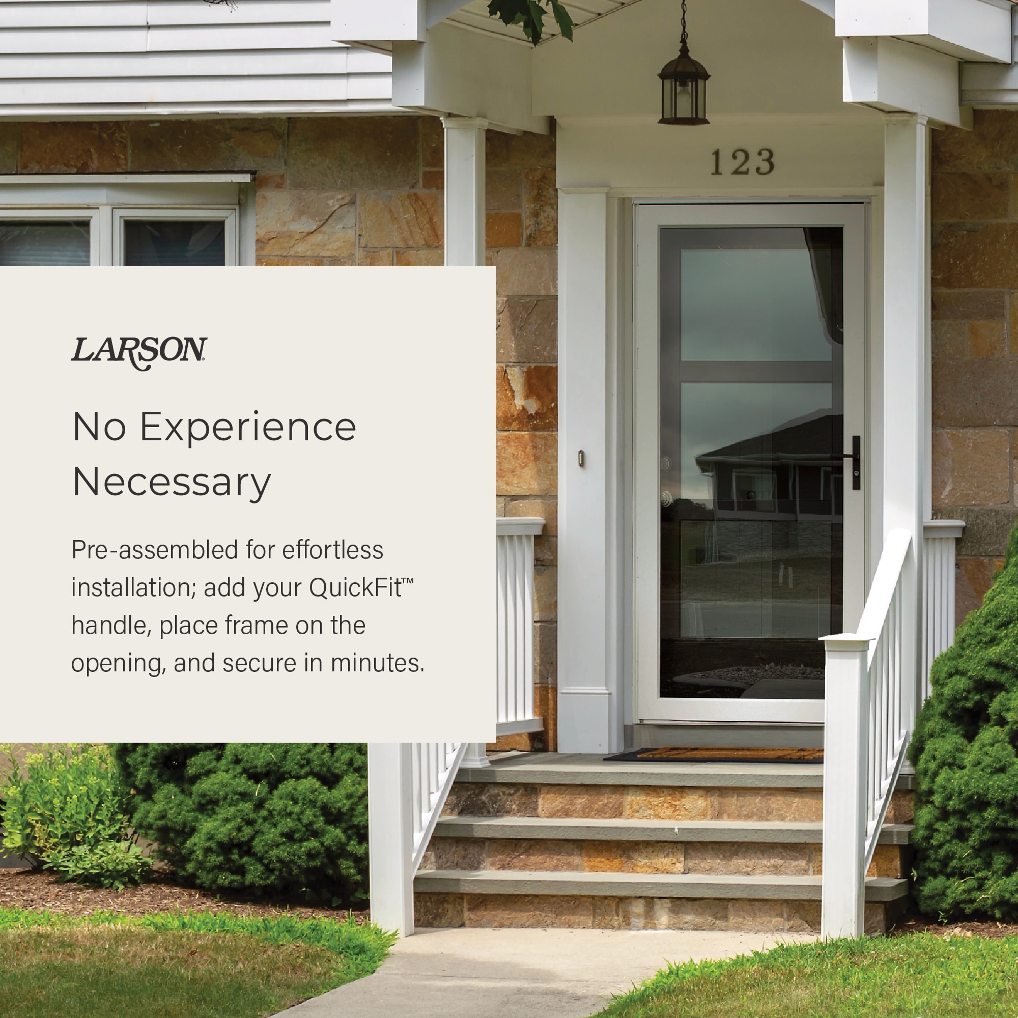 LARSON Platinum Secure Glass Fullview 36-in x 81-in White Linen