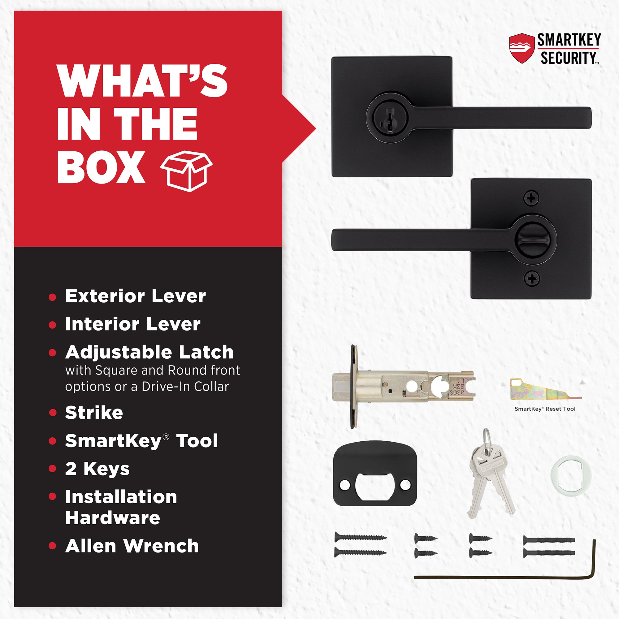 Kwikset Signature Series Halifax Square Matte Black Exterior Keyed