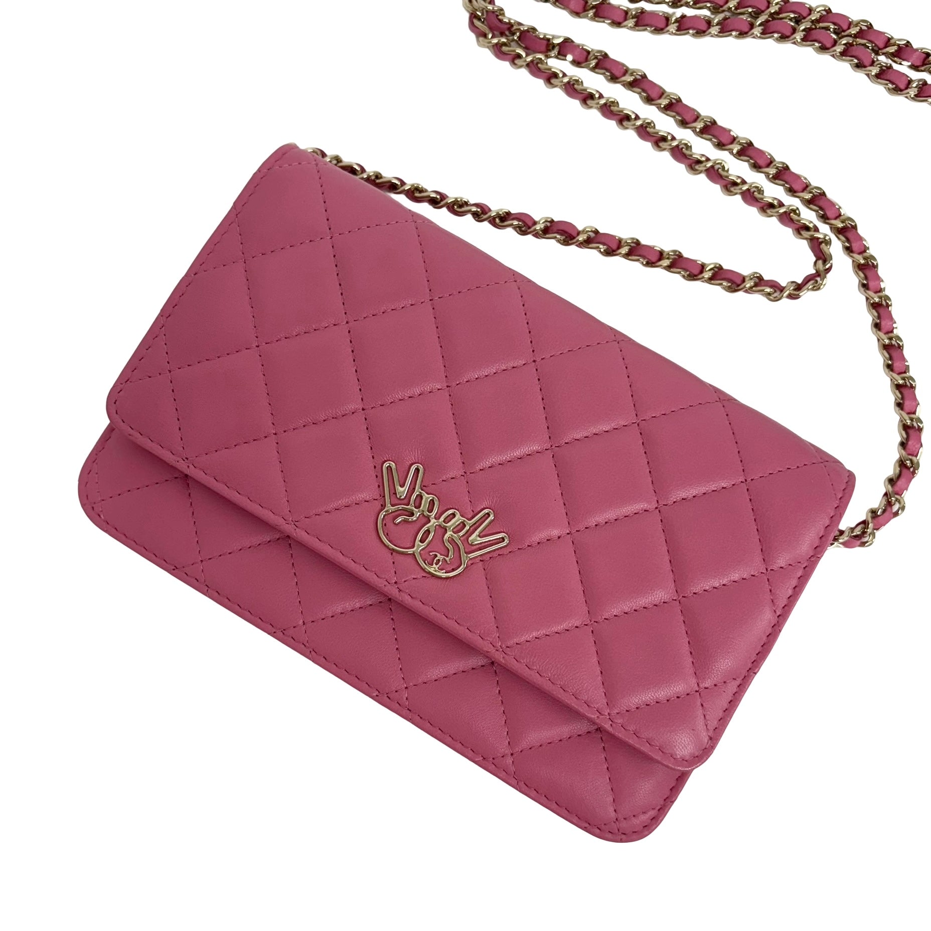 中古】 CHANEL シャネル マトラッセ ダブルピース チェーンウォレット