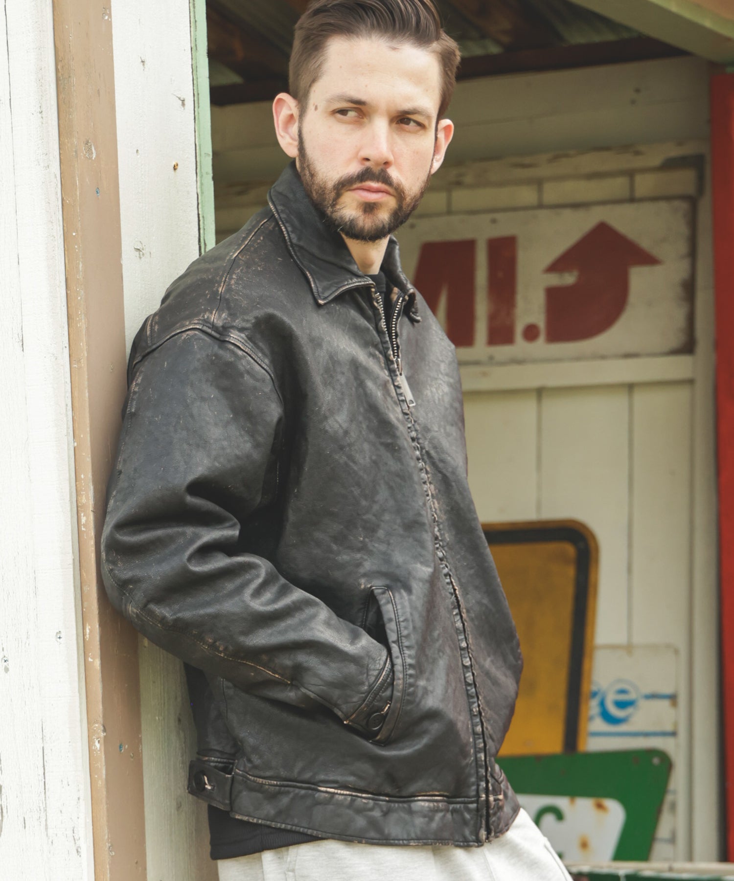 VINTAGE CRAFT SHEEP LEATHER / OVERSIZE RIDERS / M253122 – MR.OLIVE