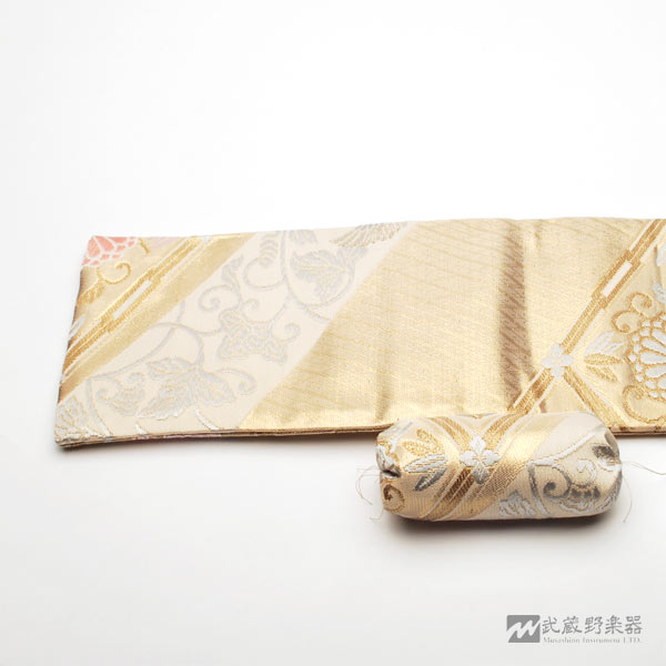 吹物 笙 ケース・袋 【完売】正絹帯の笙袋 金色・鳳凰に桐と菊花文様