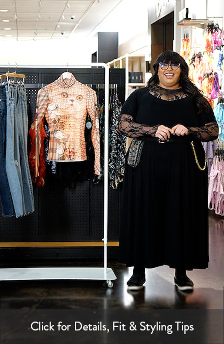 AFRM Zadie Print Turtleneck Mesh Top | Nordstrom