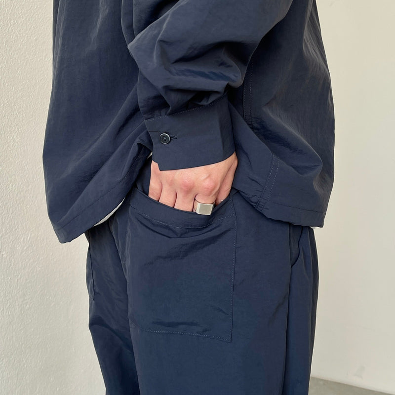 loose silhouette nylon shirt set up / navy（ルーズシルエット