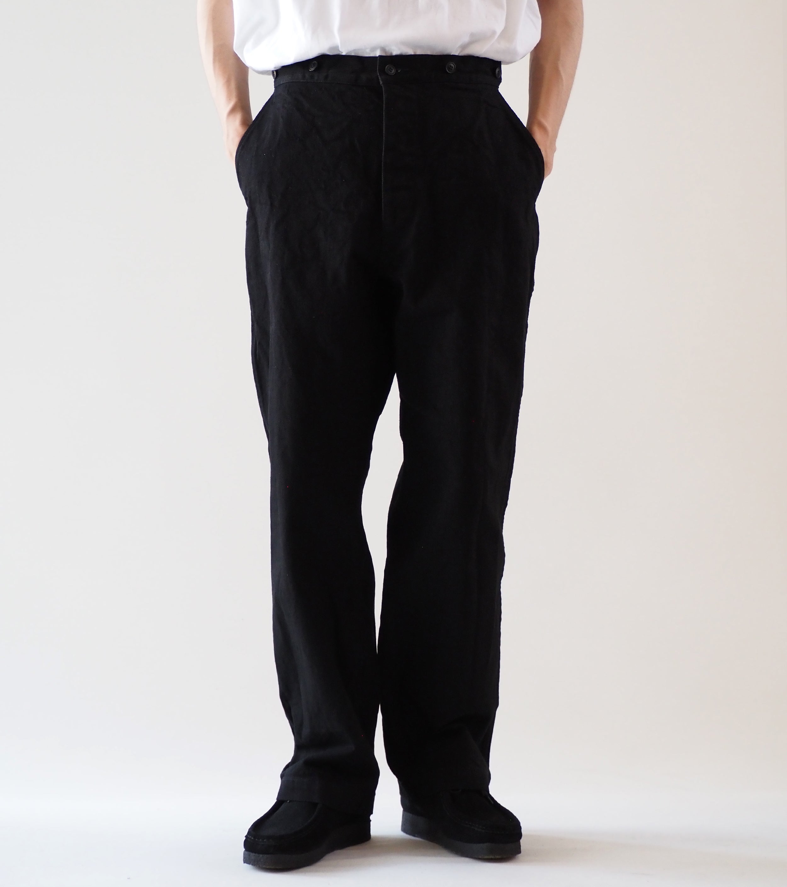 COMOLI ブラック デニム オーバー パンツ, Black – Navyblue