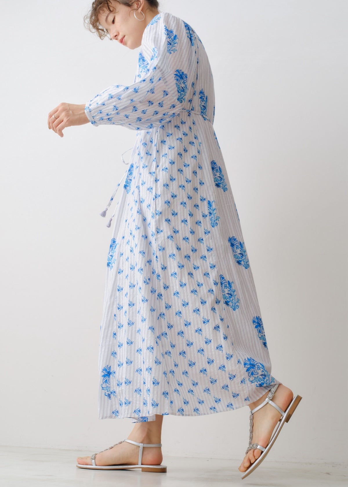 Cotton Jacquard Lily Print Shirring Dress | Pasand by ne Quittez