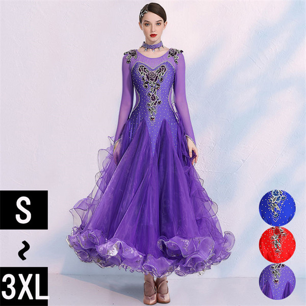 Newjoy / 社交ダンスドレス 長袖 ワンピース スタンダード タンゴ衣装