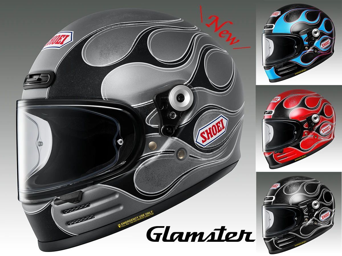 新製品】SHOEIのネオレトロフルフェイス「Glamster BLAST」にマット