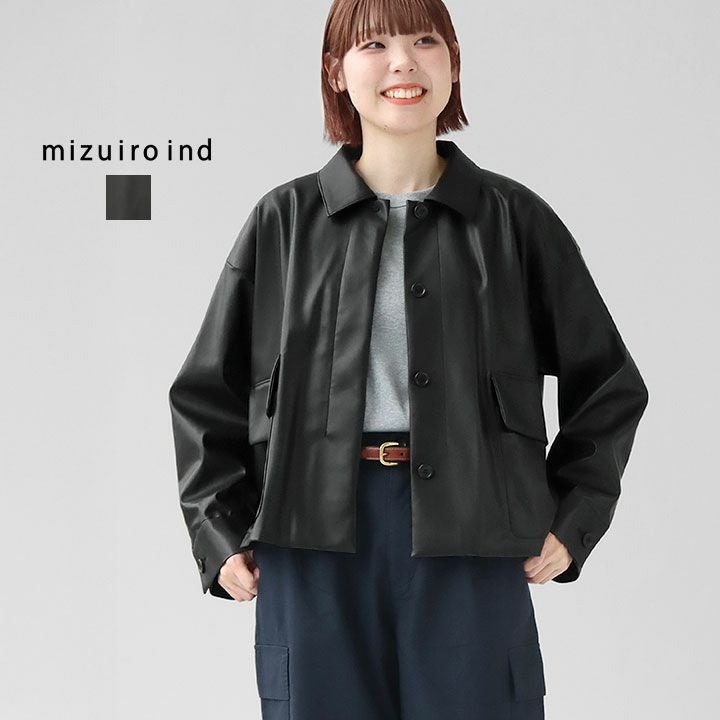 mizuiro ind ミズイロインド｜シンセティックレザーシャツジャケット 3