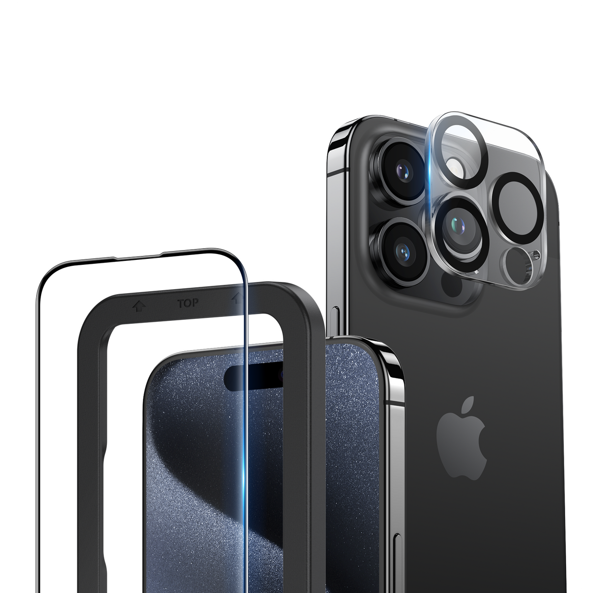 NIMASO iPhone 15/Plus/Pro/Pro Max用 ガラスフィルム + カメラ