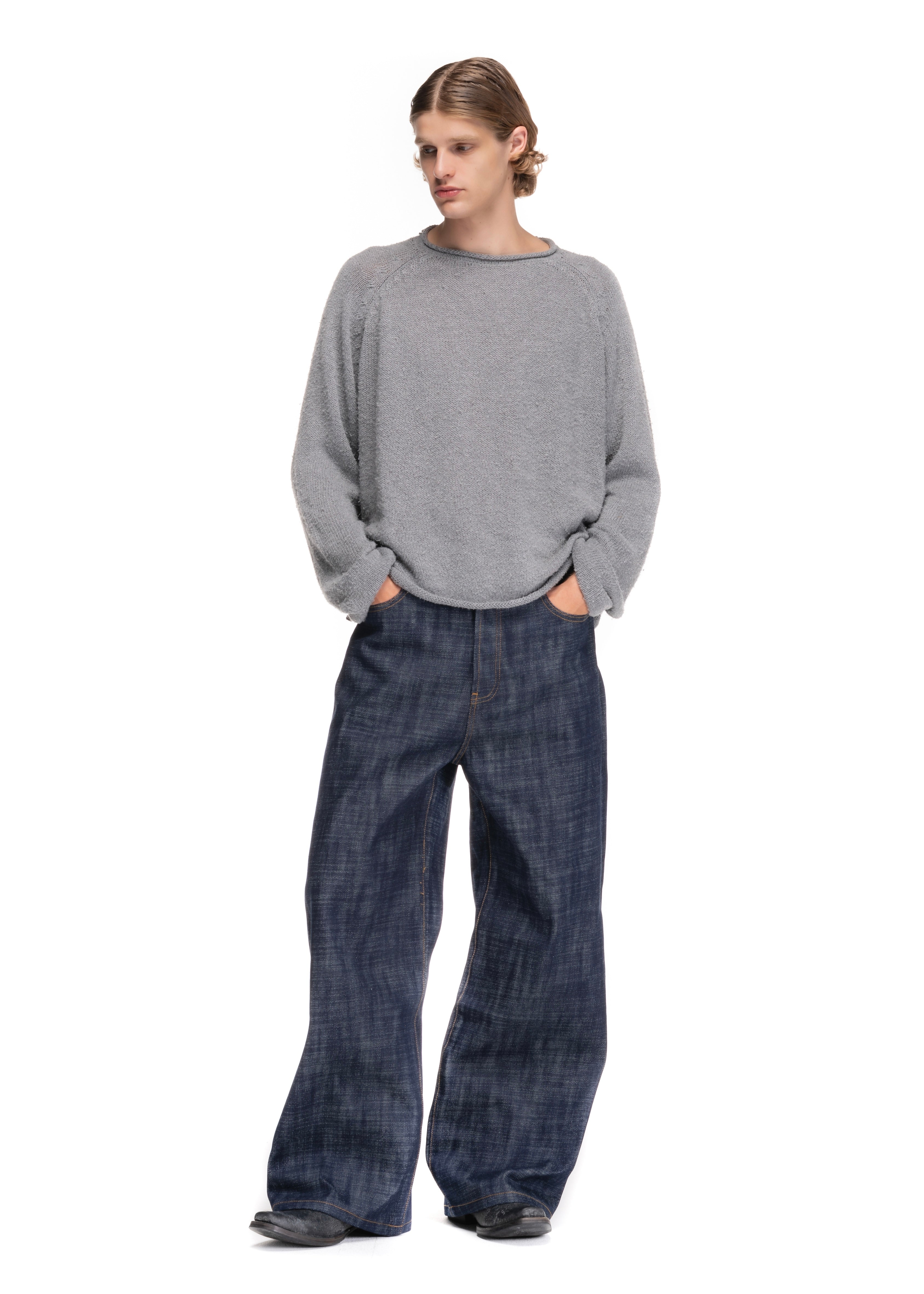 RAW DENIM JAPANESE LOOSE FIT HEAVY STRUCTURED BLUE – NO/FAITH STUDIOS