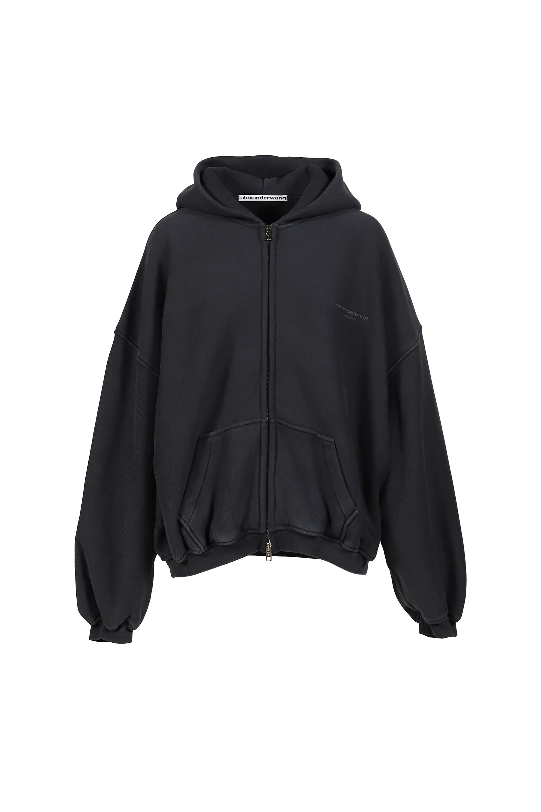 Alexander Wang FW25 Zip-Up Hoodie with Graphic Logo in Washed
