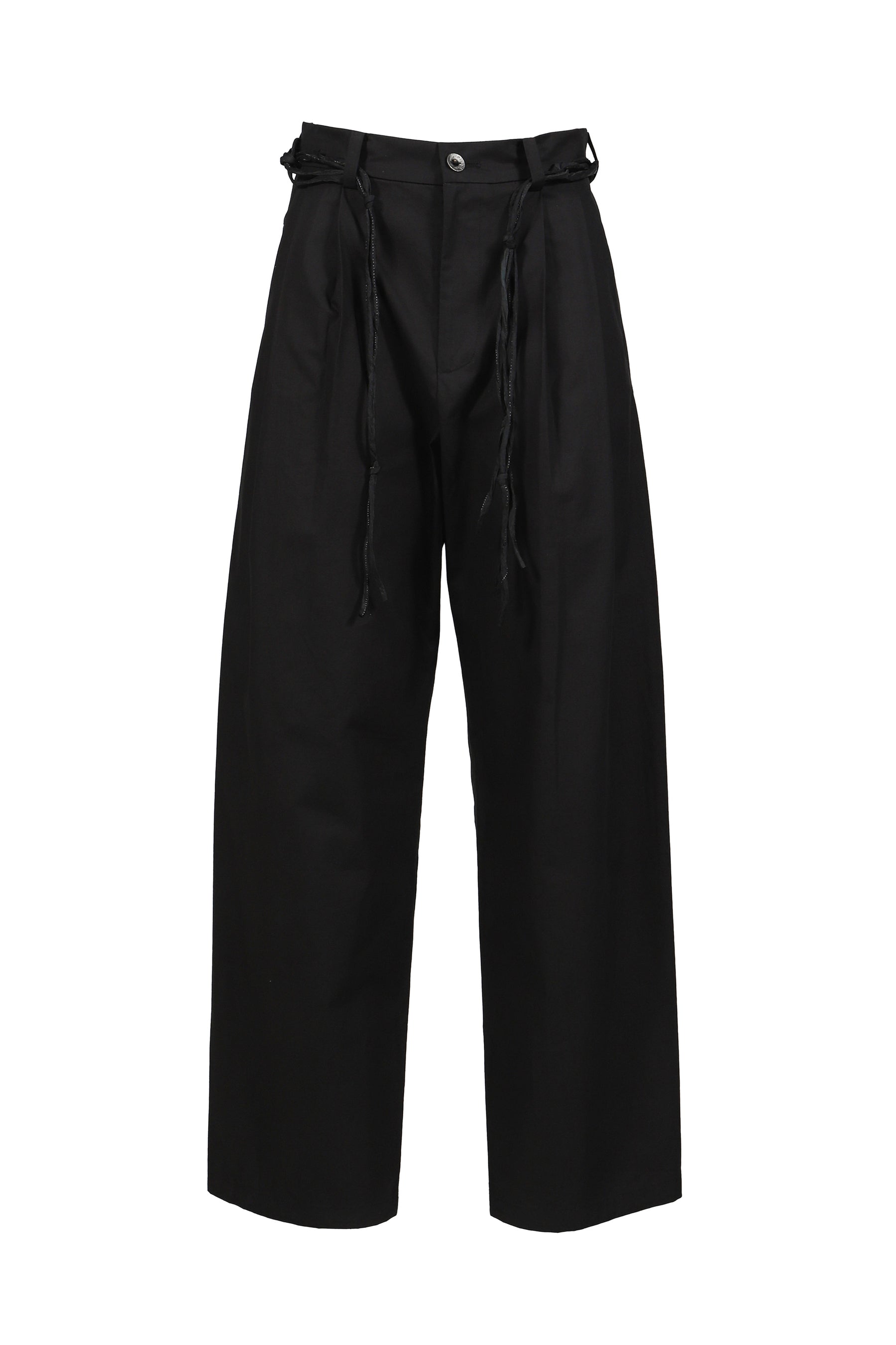 Hyein Seo ヘインソ SS26 WIDE PANTS W/ MACRAME BELT / BLK - NUBIAN