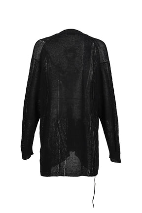 Yohji Yamamoto ヨウジヤマモト SS26 LEATHER CORD CARDIGAN / BLK