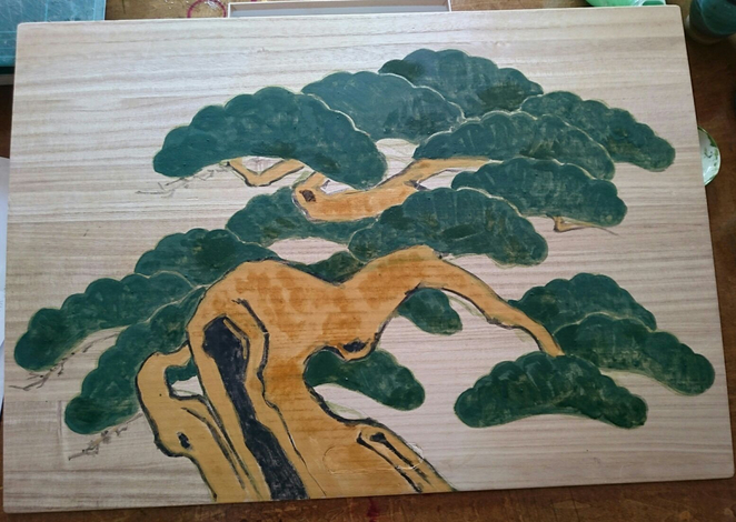 能舞台の松を描く | 有職造花師 大木素十 公式ホームページ