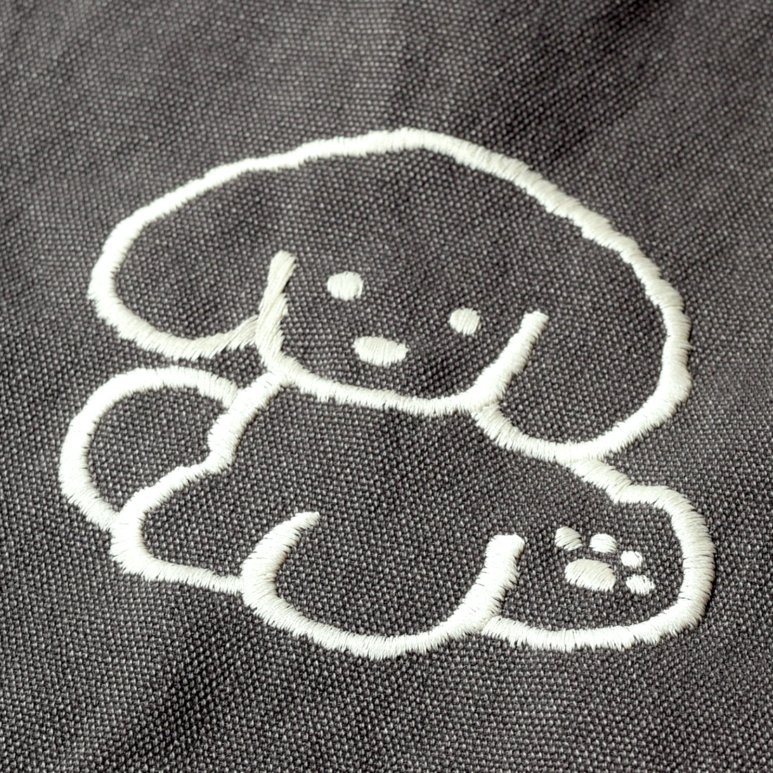 犬の刺繍トートバッグ（チャコールブラック） | ondo