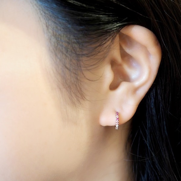 K18PGピンクサファイア/ダイヤモンドピアス | ポンテヴェキオ公式