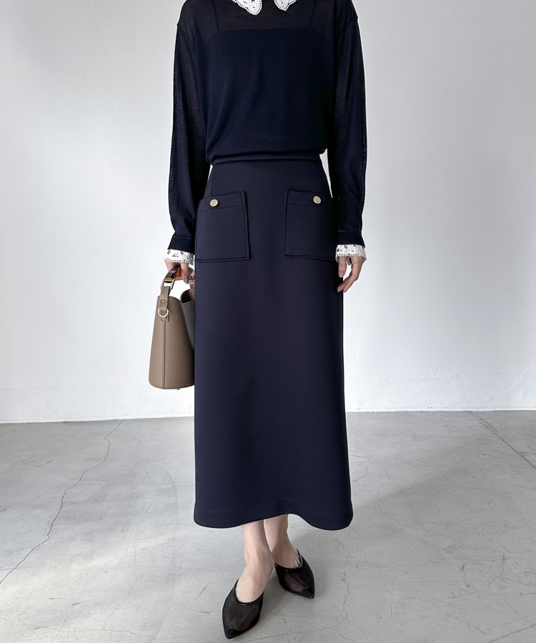 カルゼダンボールタイトスカート(38 NAVY): スカート｜PMbox P&M