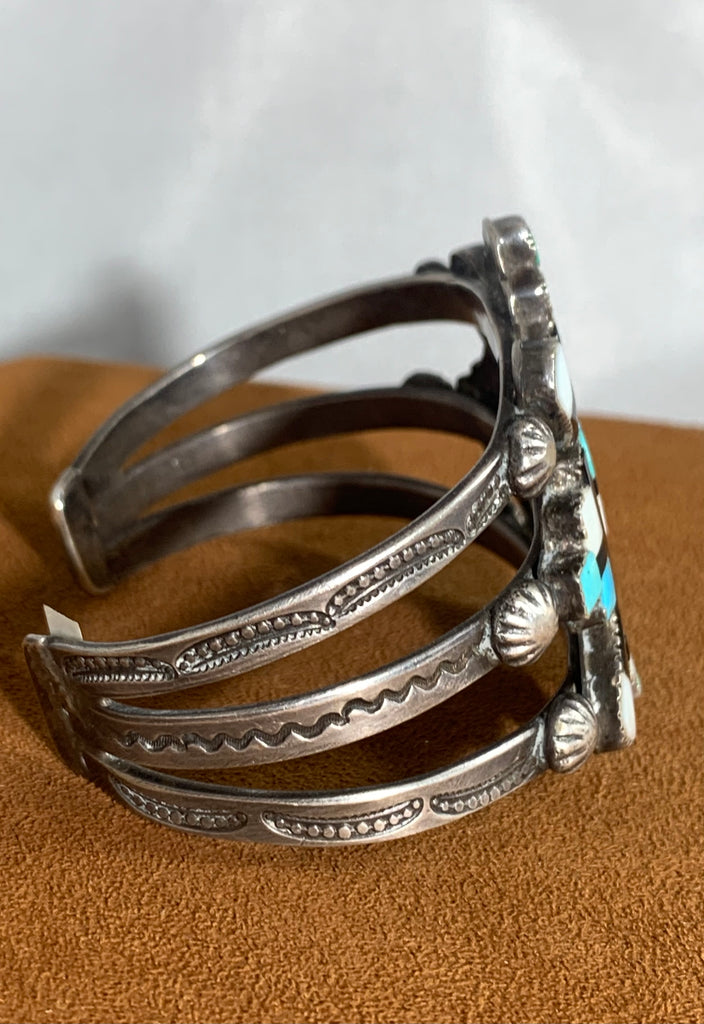 Vintage Zuni Sunface Onyx Inlay Cuff (Circa 1950s) – Ortega's on