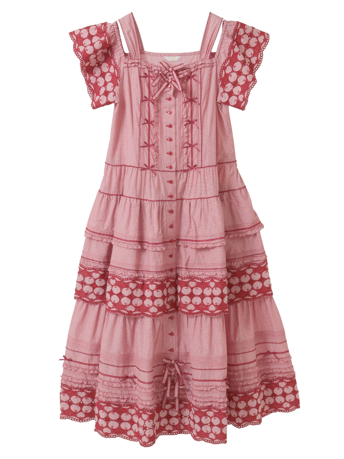 チェリーレース使いギンガムチェックサンドレス｜ピンクハウス