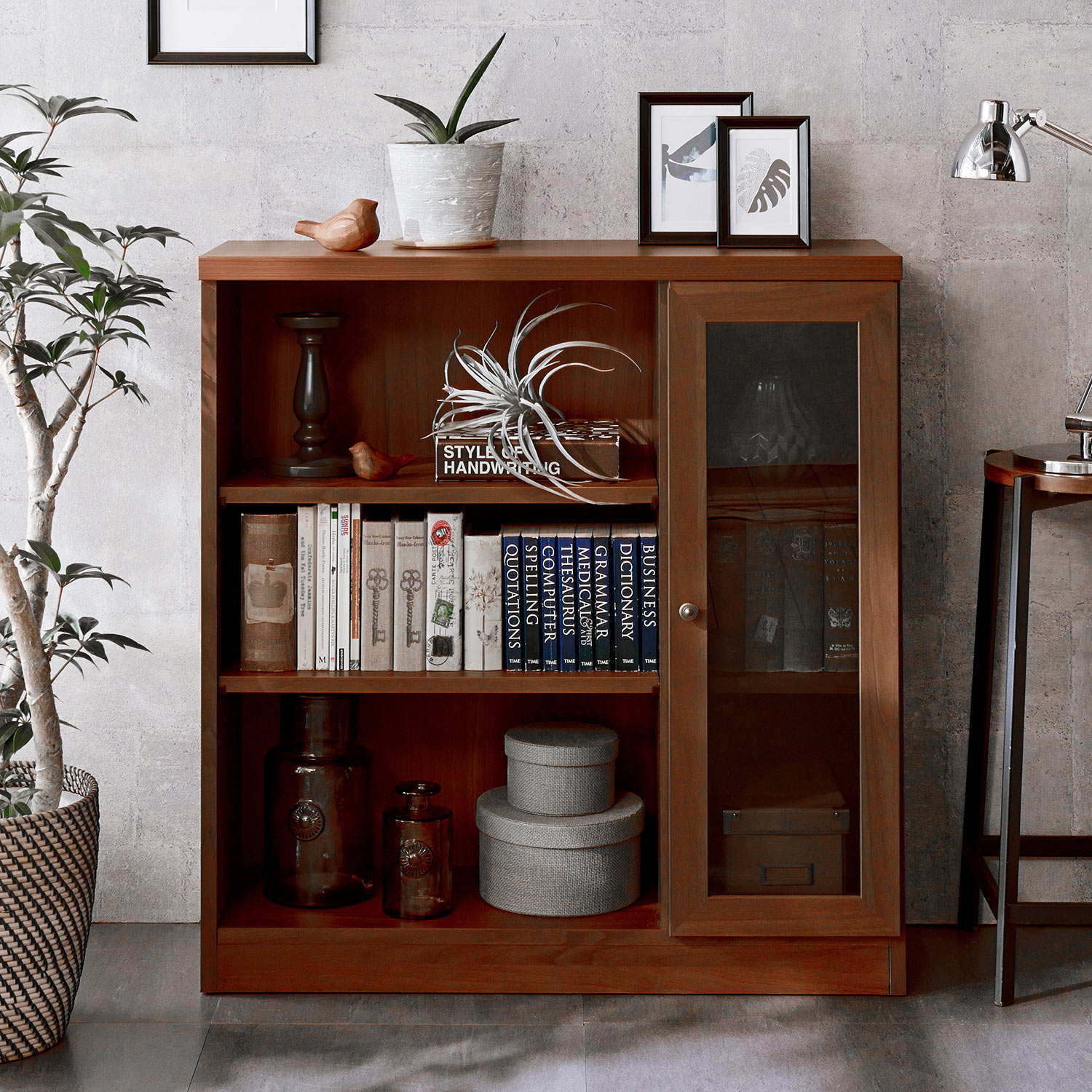 ガラス扉収納付きオープンラック［日本製］｜通販のベルメゾンネット