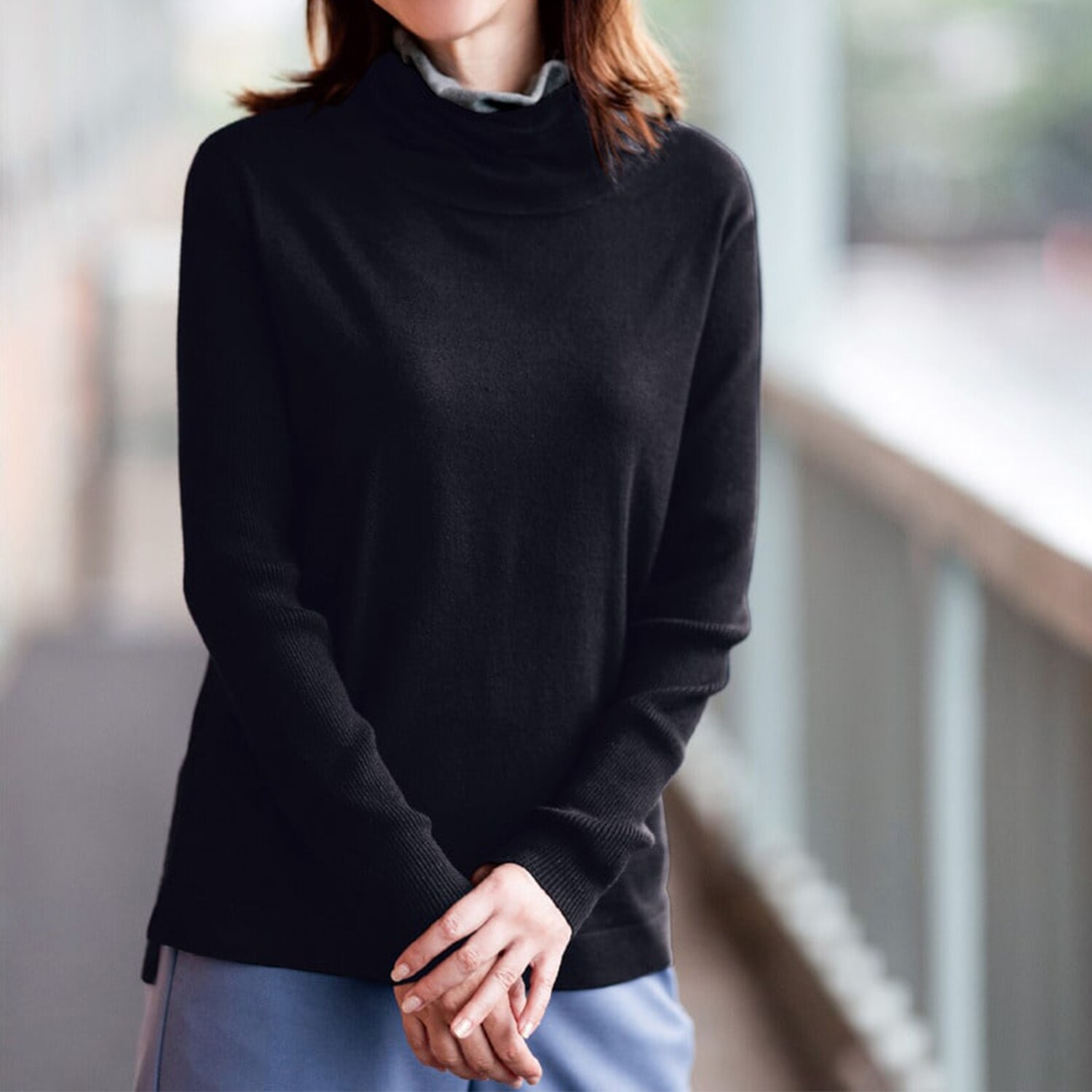 HERILL HERILL ヘリル ブラック シープ タートルネック ニット ヘリル