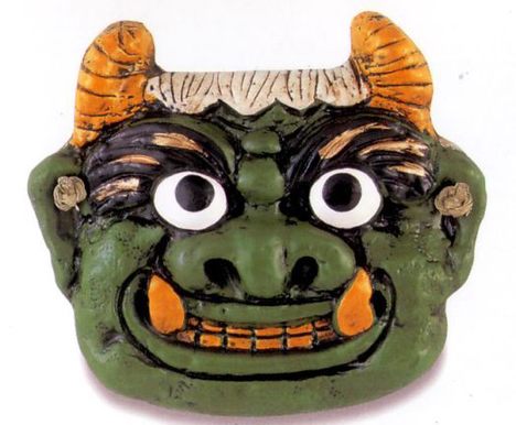万兵 青鬼 壁掛け特大面【特価/通販/魔除け/厄除け/節分】山口陶器店O