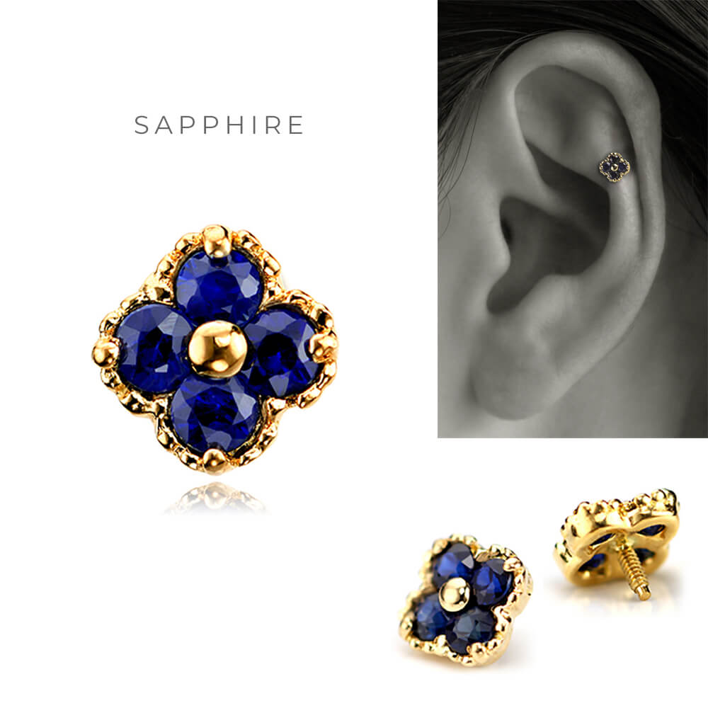 K18YG サファイア エメラルド ルビー 世界三大宝石 ボディピアス│金属